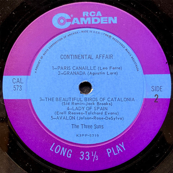 The Three Suns : Continental Affair (LP, Album, Mono)