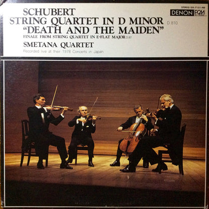 Franz Schubert, Smetana Quartet : String Quartet In D Minor (D.810) "Death And The Maiden" (Finale From String Quartet In E-Flat Major D.87 (LP)