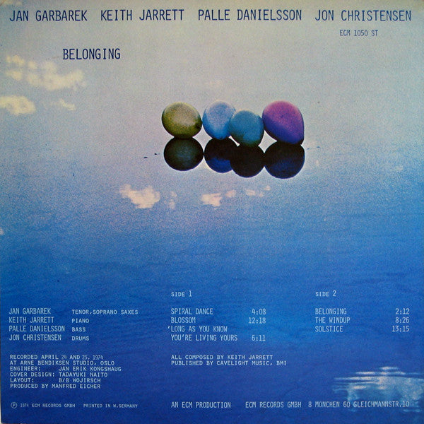 Jan Garbarek, Keith Jarrett, Palle Danielsson, Jon Christensen : Belonging (LP, Album)