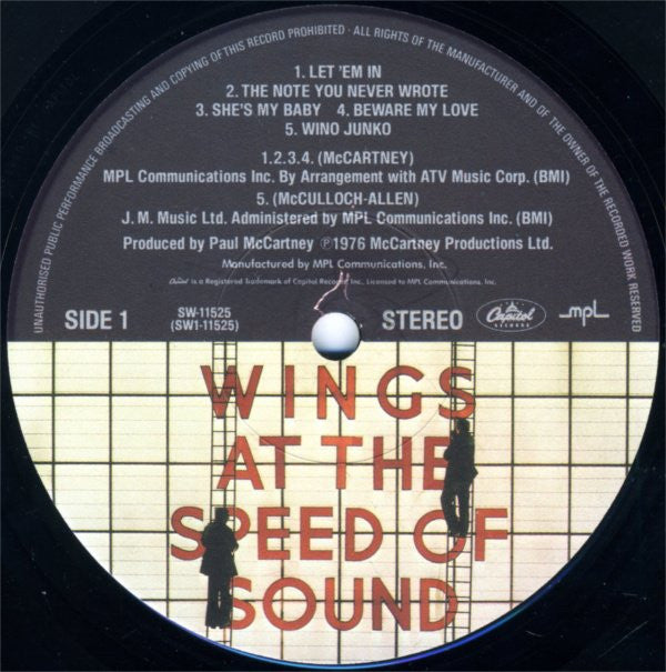 Wings (2) : At The Speed Of Sound (LP, Album, Jac)