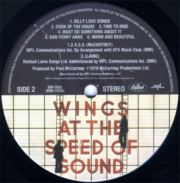 Wings (2) : At The Speed Of Sound (LP, Album, Jac)