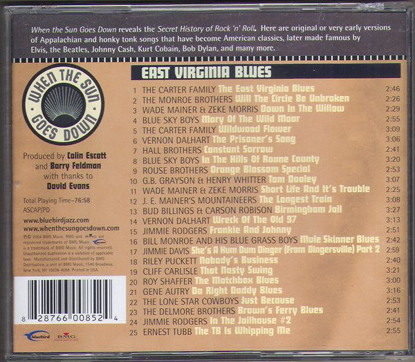 Various : When The Sun Goes Down: The Secret History Of Rock & Roll (Vol. 10 East Virginia Blues) (CD, Comp)