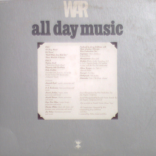 War : All Day Music (LP, Album)