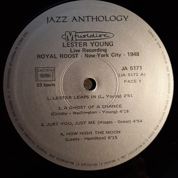 Lester Young : Live Recording 1948 At "Royal Roost" New-York City (LP)