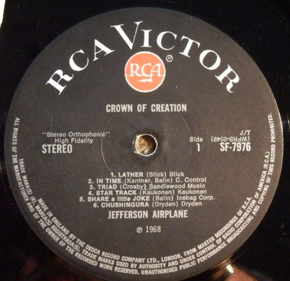 Jefferson Airplane : Crown Of Creation (LP, Album, Bla)