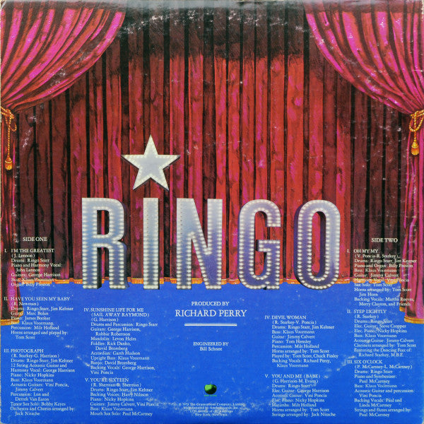 Ringo Starr : Ringo (LP, Album, Jac)