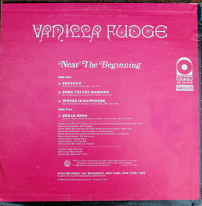 Vanilla Fudge : Near The Beginning (LP, Album, Pit)