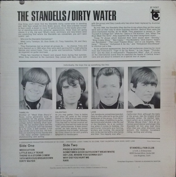 The Standells : Dirty Water (LP, Album, Scr)