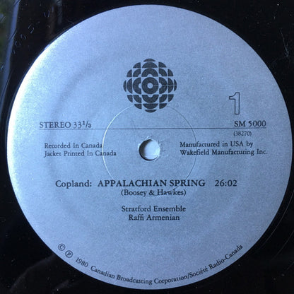 Aaron Copland / Edgard Varèse / Benjamin Britten, The Stratford Ensemble - Raffi Armenian : Appalachian Spring / Octandre / Sinfonietta Opus 1 (LP)