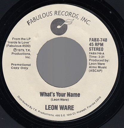 Leon Ware : What's Your Name (7", Single, Promo, Styrene)