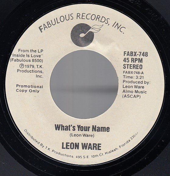 Leon Ware : What's Your Name (7", Single, Promo, Styrene)