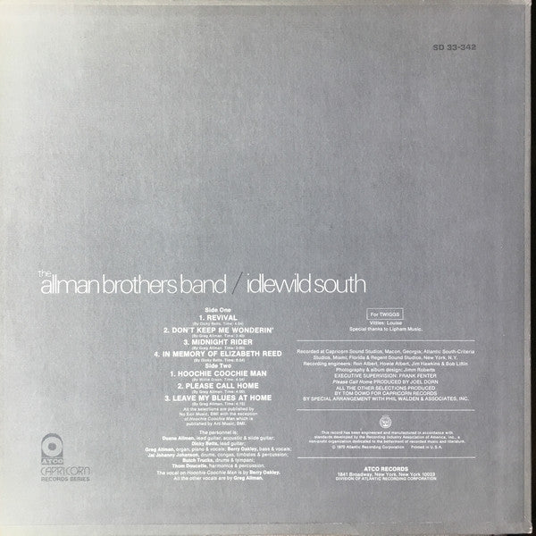 The Allman Brothers Band : Idlewild South (LP, Album, Ter)