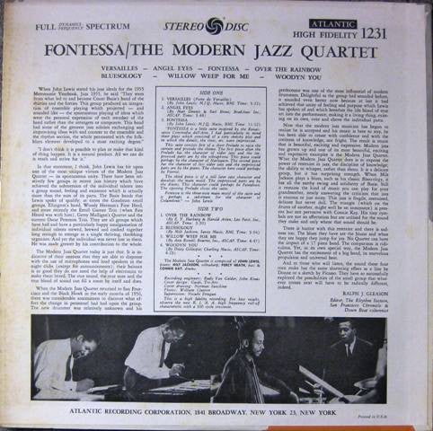 The Modern Jazz Quartet : Fontessa (LP, Album, RP)