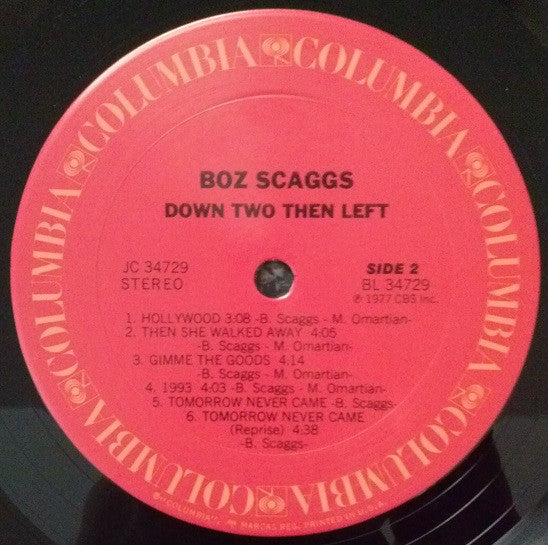 Boz Scaggs : Down Two Then Left (LP, Album, San)