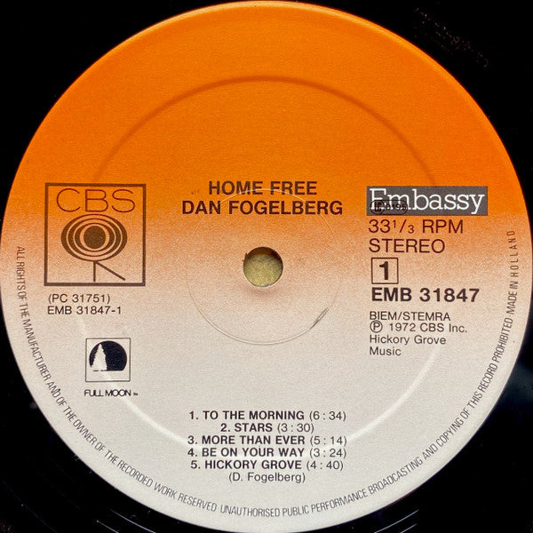 Dan Fogelberg : Home Free (LP, Album, RE)