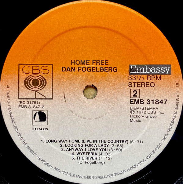 Dan Fogelberg : Home Free (LP, Album, RE)