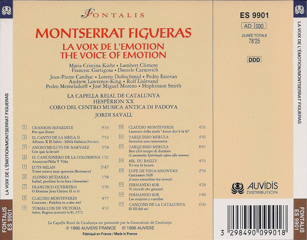 Montserrat Figueras : La Voix De L'Emotion = The Voice Of Emotion (Portrait) (CD, Comp)