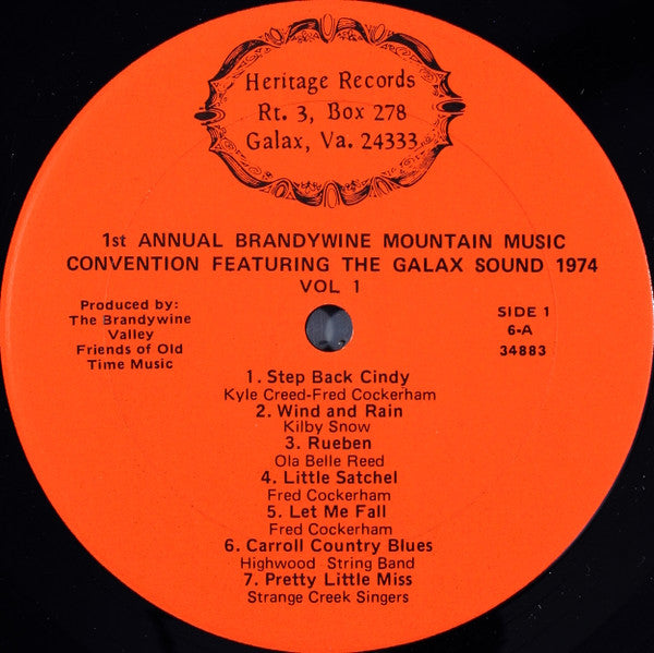 Various : 1st Annual Brandywine Mountain Music Convention: '74 The Galax Sound (LP, Album)