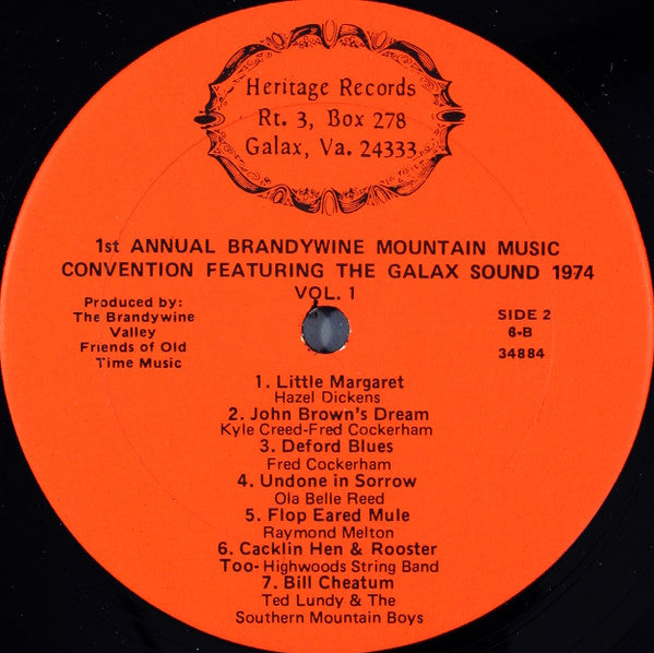 Various : 1st Annual Brandywine Mountain Music Convention: '74 The Galax Sound (LP, Album)