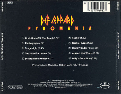 Def Leppard : Pyromania (CD, Album, RP)