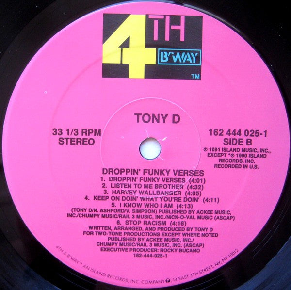 Tony D A.k.a. Harvee Wallbangar : Droppin' Funky Verses (LP, Album)