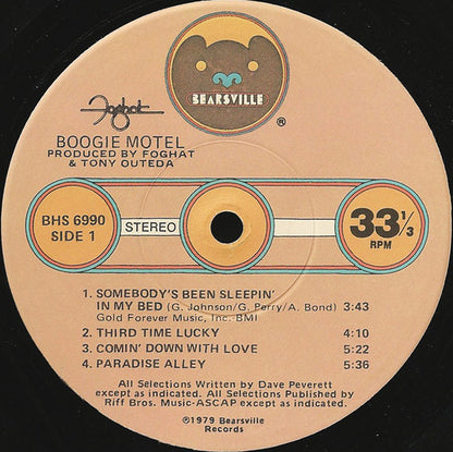 Foghat : Boogie Motel (LP, Album, Jac)