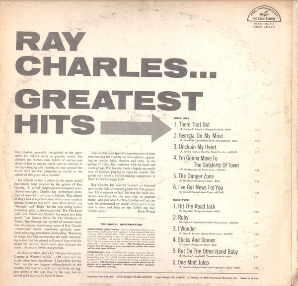 Ray Charles : Greatest Hits (LP, Comp)