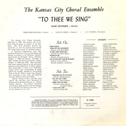 Kansas City Choral Ensemble : In Concert / To Thee We Sing  (LP, Album)