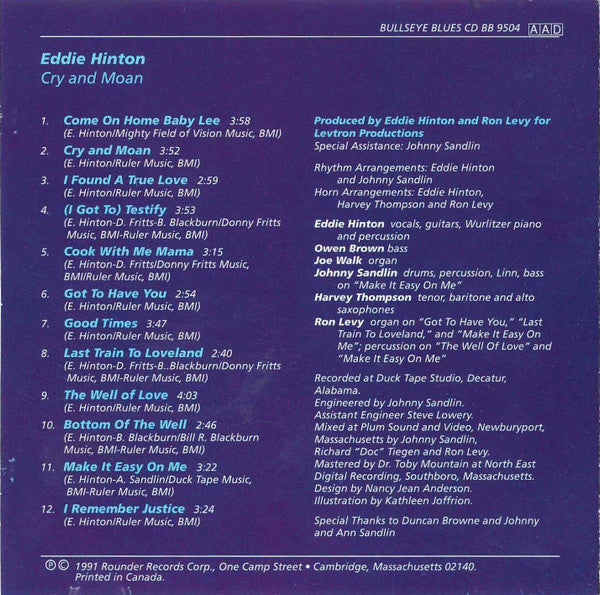 Eddie Hinton : Cry And Moan (CD, Album)