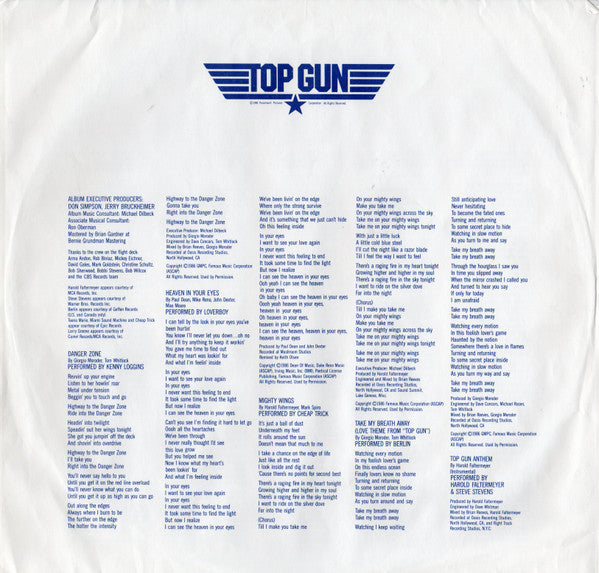 Various : Top Gun (Original Motion Picture Soundtrack) (LP, Album, Car)